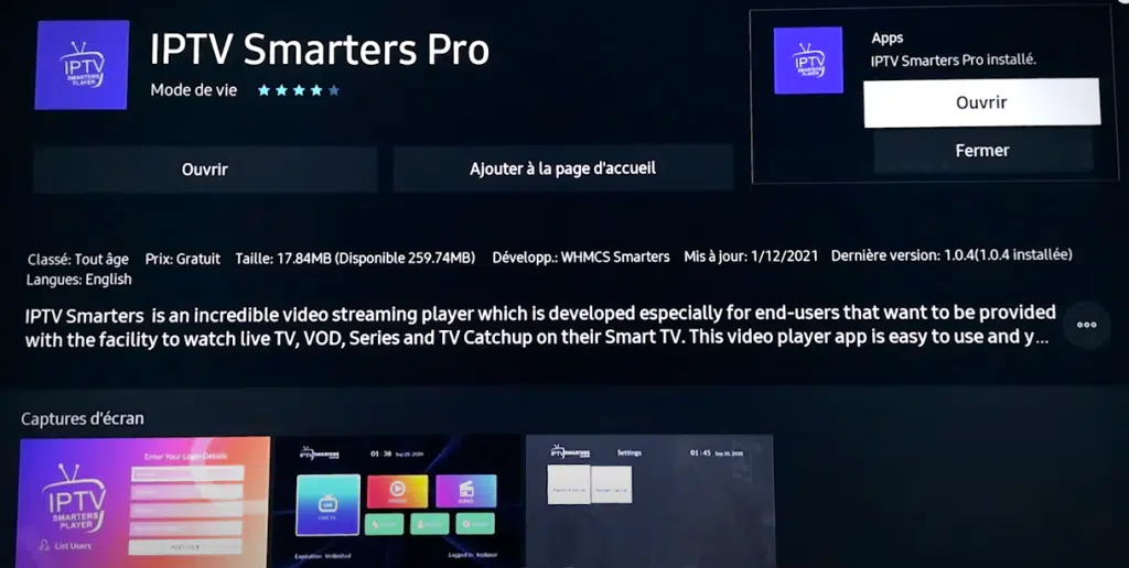 Téléchargez & Installez IPTV Smarters Pro sur TV Samsung
